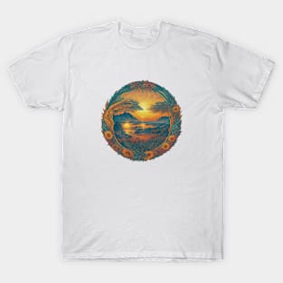 Sunflower Flora Positive Minimalist Vintage Retro T-Shirt